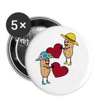 Peanut Valentine Valentine's Day Heart Love Nut - Buttons large 2.2''/56 mm (5-pack) - white - Front