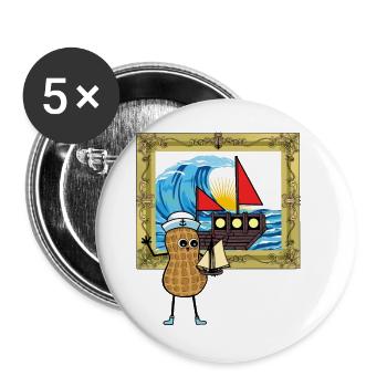 Peanut Seafarer Sailor Sailing Boat Ship - Buttons large 2.2''/56 mm (5-pack) - white - Front