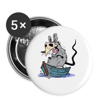 Pest Ratte Boot Schifffahrt Seemänner Seemann - Buttons groß 56 mm (5er Pack) - Weiß - Vorne