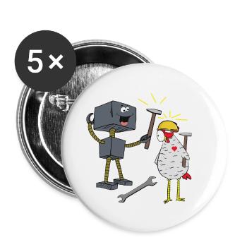 Artisan Robotter Chicken Tool Machine Technology - Buttons large 2.2''/56 mm (5-pack) - white - Front