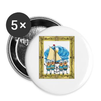Erdnuss Seefahrer Seemann Schiff Ahoi Meer Boot - Buttons groß 56 mm (5er Pack) - Weiß - Vorne