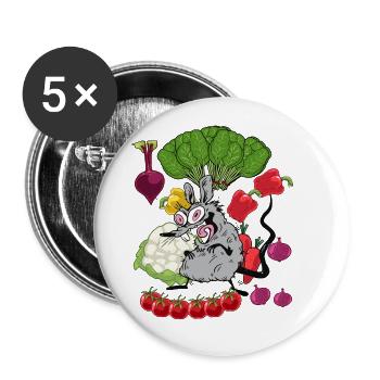 Vegetarian Rat Rodent Vegetables Cuisine Vegetarian - Buttons large 2.2''/56 mm (5-pack) - white - Front