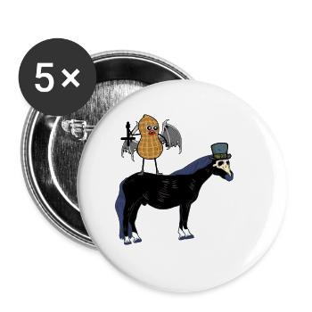 Erdnuss Vampier Mittelalter Kreuz Pferd Halloween - Buttons groß 56 mm (5er Pack) - Weiß - Vorne