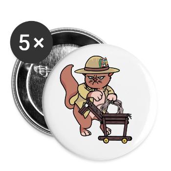 Katze Reiter Reiterin Pferd Pferde Gaul reiten - Buttons groß 56 mm (5er Pack) - Weiß - Vorne