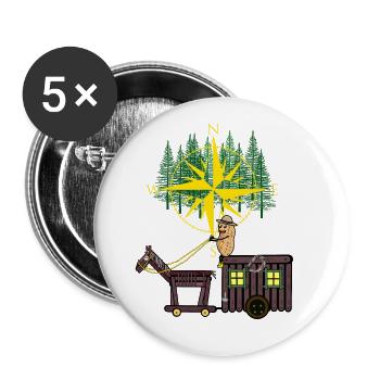 Peanut Compass Travel Horse Camping Adventure - Buttons large 2.2''/56 mm (5-pack) - white - Front