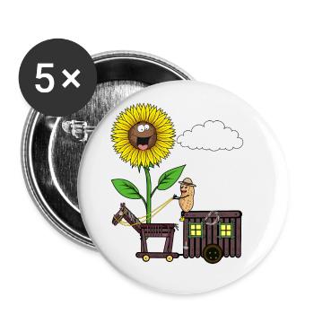 Tournesol Cacahuète Cheval Voyage Camping Cacahuètes - Lot de 5 grands badges (56 mm) - blanc - Devant