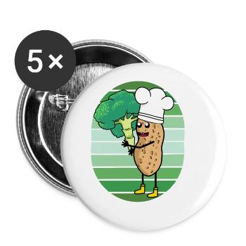 Peanut Broccoli Vegetables Cook Cooks Cook - Buttons large 2.2''/56 mm (5-pack) - white - Front