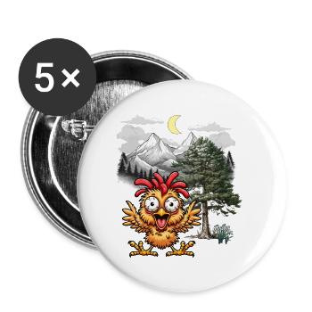 Crazy Chicken Chickens Hen Wild West Nature - Buttons large 2.2''/56 mm (5-pack) - white - Front