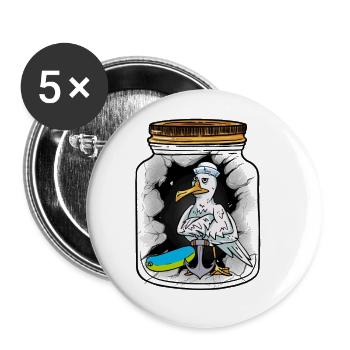 Flaschenpost Möwen Matrosen Matrose Grüße - Buttons groß 56 mm (5er Pack) - Weiß - Vorne