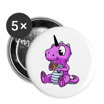 Unicorn Dragon Dino Fantasy Mythical Animals Kids - Buttons large 2.2''/56 mm (5-pack) - white - Front