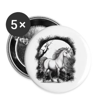 Unicorn Unicorns Fairy Tale Horse Horses Forest - Buttons large 2.2''/56 mm (5-pack) - white - Front