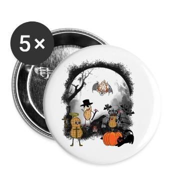 Erdnüsse Erdnuss Halloween Mitternacht - Buttons groß 56 mm (5er Pack) - Weiß - Vorne