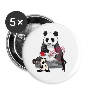 Panda Panda Bear Asia China Mountains Mountains Nature - Buttons large 2.2''/56 mm (5-pack) - white - Front