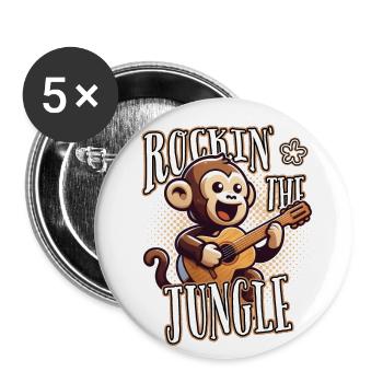 Rockin The Jungle Funny Monkey Plays Guitar - Buttons large 2.2''/56 mm (5-pack) - white - Front