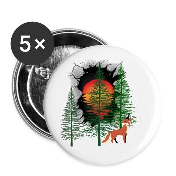 Forest Dwellers Fox Foxes Sunset Fairy Tale - Buttons large 2.2''/56 mm (5-pack) - white - Front