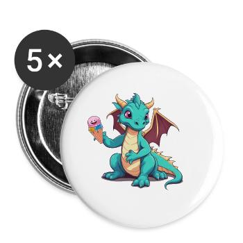 Dragon Dragon Enfant Enfants Glace Bébé - Lot de 5 grands badges (56 mm) - blanc - Devant