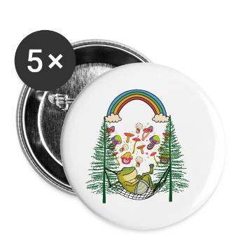 Frog Frogs Nature Mushrooms October Autumn Toad - Buttons large 2.2''/56 mm (5-pack) - white - Front