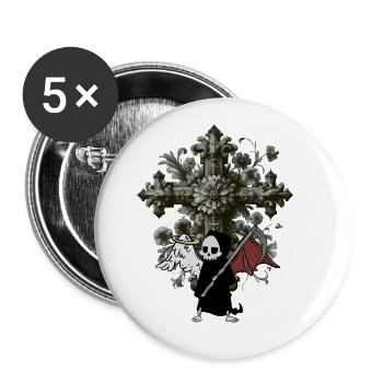 Halloween Kreuz Kreuze Kruzifix okkult spirituell - Buttons groß 56 mm (5er Pack) - Weiß - Vorne