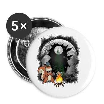 Feu de camp Habitants de la forêt Écureuil Lune - Lot de 5 grands badges (56 mm) - blanc - Devant