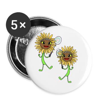 Tournesols Tennis Joueurs de tennis Sports Enfants - Lot de 5 grands badges (56 mm) - blanc - Devant