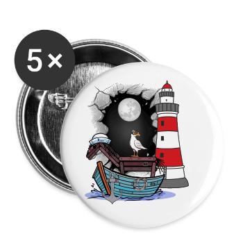 Maritime Seahorse Adventure Sailor Travel Boat - Buttons large 2.2''/56 mm (5-pack) - white - Front