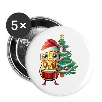 Peanut Gnome Gnome Drum Christmas Santa - Buttons large 2.2''/56 mm (5-pack) - white - Front