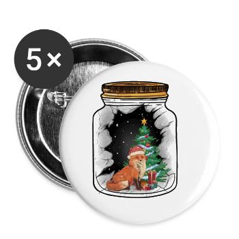 Weihnachten Nikolaus Fuchs Santa Kinder - Buttons groß 56 mm (5er Pack) - Weiß - Vorne