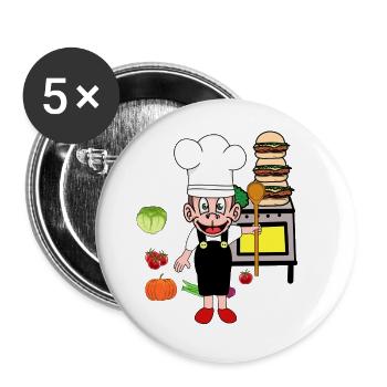 Monkey Kitchen Cook Cooks Cooks Culinary Arts - Buttons large 2.2''/56 mm (5-pack) - white - Front