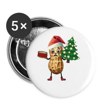 Santa Claus Christmas Tree Peanut Child - Buttons large 2.2''/56 mm (5-pack) - white - Front