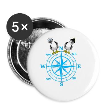 maritime compass seagulls seagull - Buttons large 2.2''/56 mm (5-pack) - white - Front