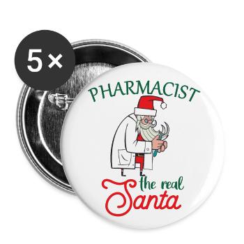 Apothecary the real Santa Christmas - Buttons large 2.2''/56 mm (5-pack) - white - Front