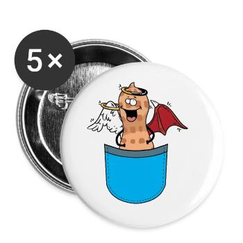 Peanut Angel Devilchin Occult Spiritual - Buttons large 2.2''/56 mm (5-pack) - white - Front