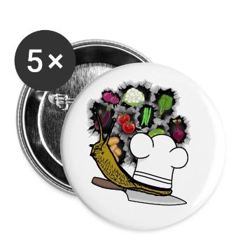 Escargot Cuisine Slime Carrière Chef Chefs Job - Lot de 5 grands badges (56 mm) - blanc - Devant