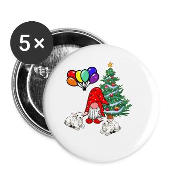 LGBT Nikolaus Weihnachtsmann - Buttons groß 56 mm (5er Pack) - Weiß - Vorne
