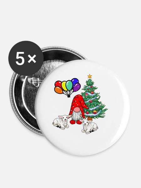 LGBT Nikolaus Weihnachtsmann - Buttons groß 56 mm (5er Pack) - Weiß