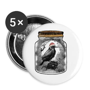 mystisch Weihnachten Märchen Märchenfigur Krähe - Buttons groß 56 mm (5er Pack) - Weiß - Vorne