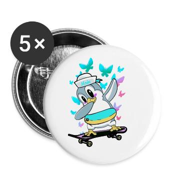 Pinguin Kind Kinder Baby Kleinkind - Buttons groß 56 mm (5er Pack) - Weiß - Vorne