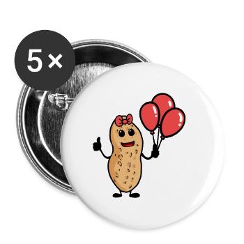 Ballons d’anniversaire cacahuètes Enfants Enfant - Lot de 5 grands badges (56 mm) - blanc - Devant
