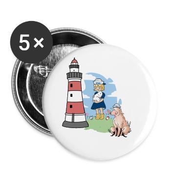 Leuchtturm Schaf maritim Kinder Kind Mädchen - Buttons groß 56 mm (5er Pack) - Weiß - Vorne