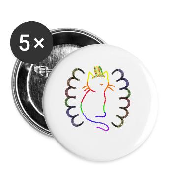 Retro Cat Cats Vintage 80s 90s Shaman - Buttons large 2.2''/56 mm (5-pack) - white - Front