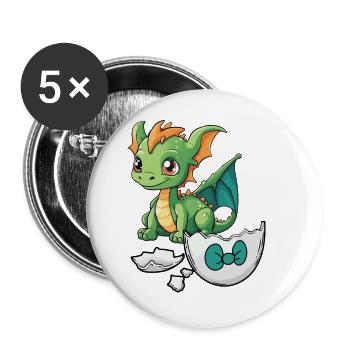 Dinos Dinos Enfants Enfant Bébé Dragon Dragon Oeuf - Lot de 5 grands badges (56 mm) - blanc - Devant
