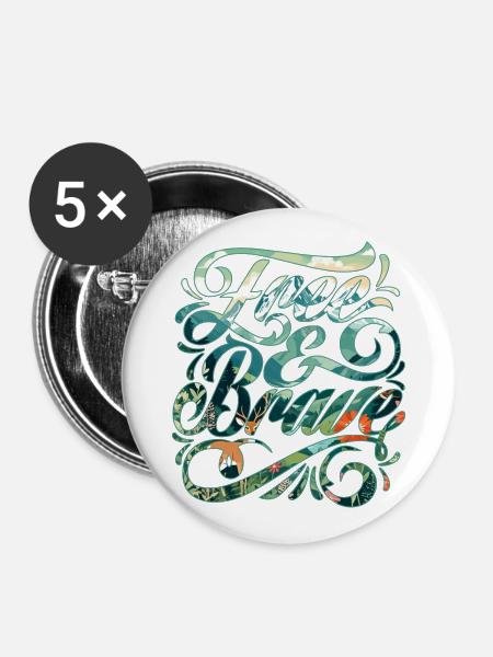 Frei und mutig 🍀 - Buttons groß 56 mm (5er Pack) - Weiß