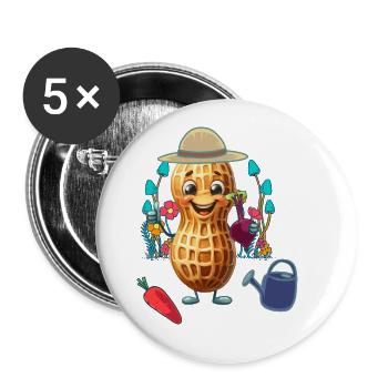cacahuète nature jardin jardinier jardinier fermier légumes - Lot de 5 grands badges (56 mm) - blanc - Devant