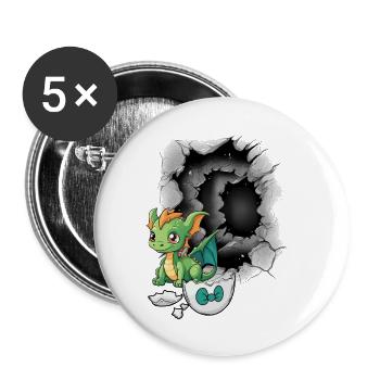 Baby Dino Dragon Dragon Eggshell Hatch - Buttons large 2.2''/56 mm (5-pack) - white - Front