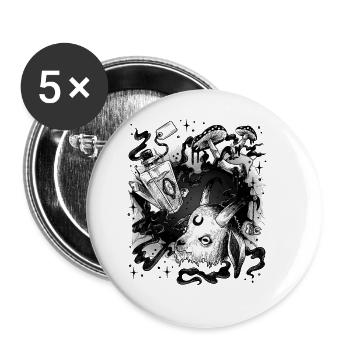 Hexerei Zauberei mystisch Voodoo Magie magisch - Buttons groß 56 mm (5er Pack) - Weiß - Vorne