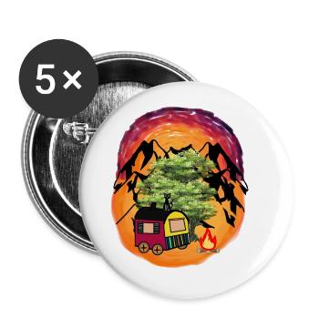 Construction Trailer Adventure Expedition Mountain Nature - Buttons large 2.2''/56 mm (5-pack) - white - Front