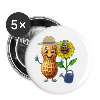 Funny Peanut Gardener Flowers Watering Child - Buttons large 2.2''/56 mm (5-pack) - white - Front