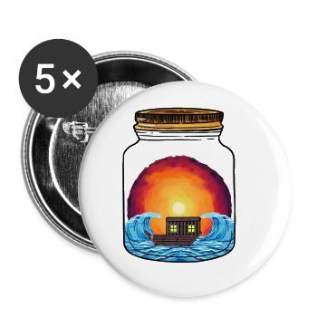 Boot Boote Schiff Schiffe - Buttons groß 56 mm (5er Pack) - Weiß - Vorne
