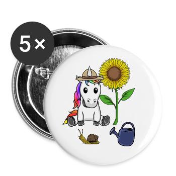 Pour les enfants Jardinier Licorne Enfant Fleurs Bébé - Lot de 5 grands badges (56 mm) - blanc - Devant