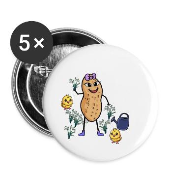 Cheerful Peanut Spring Snowdrop Garden - Buttons large 2.2''/56 mm (5-pack) - white - Front